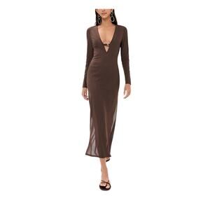 Staud Sheer Brown Cleo Dress Size XS